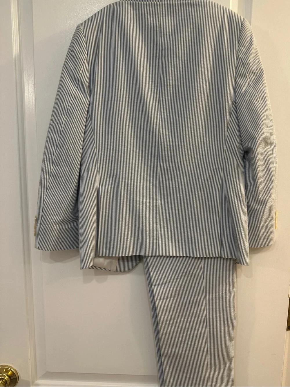 Ralph Lauren Light Blue and White Pinstripe Seersucker Suit